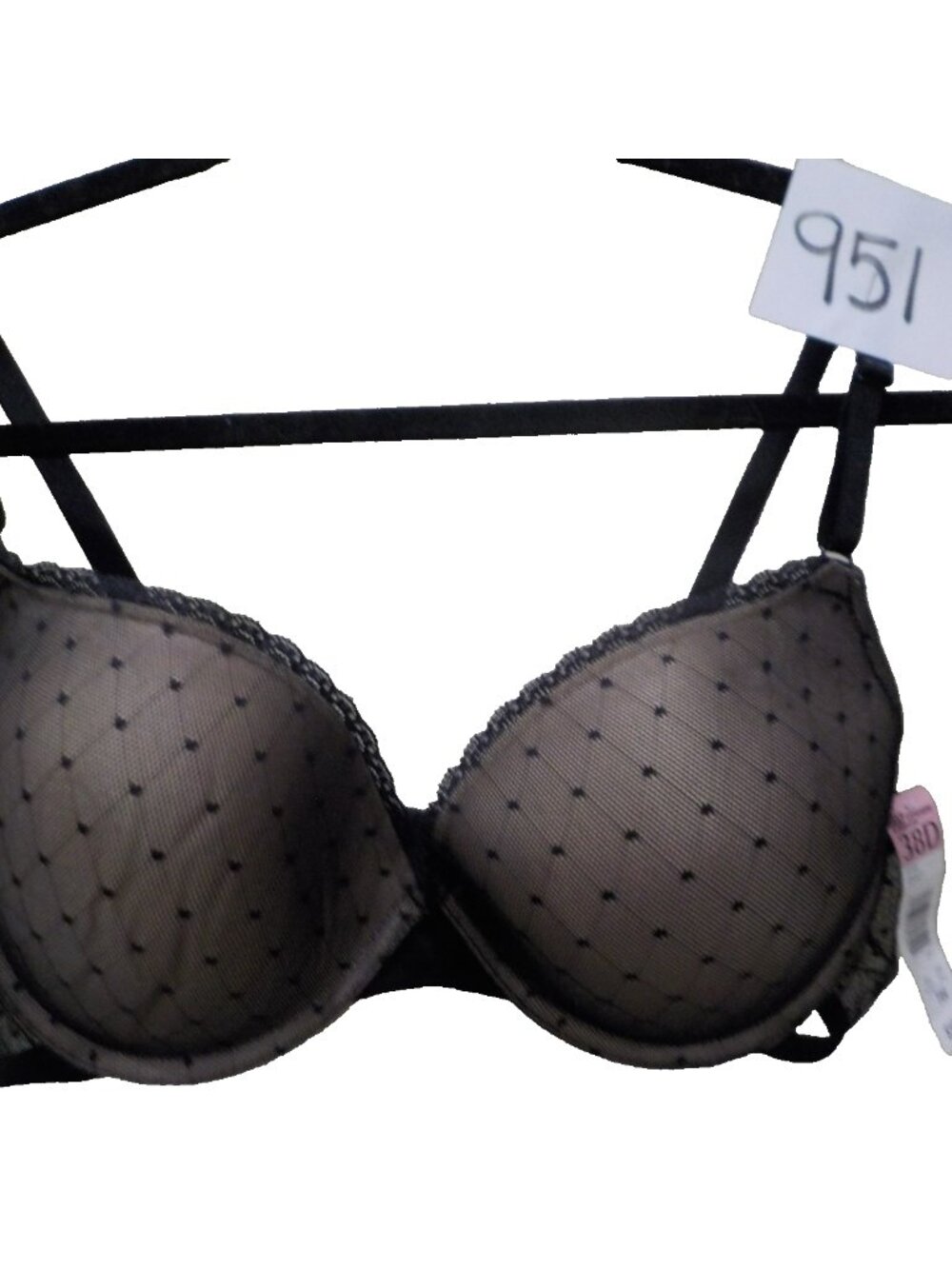 NWT Maidenform Self Expressions Underwire Push Up Bra Tan w/ Black Net Size 38D